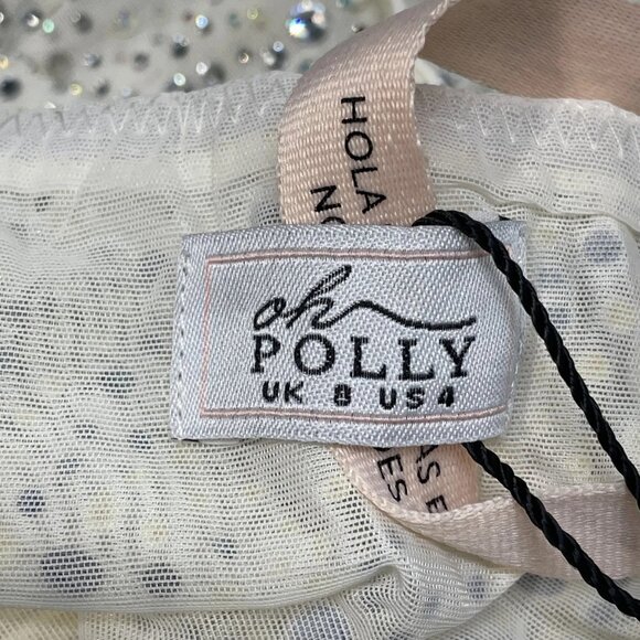 NEW OH POLLY Women's Dress Embellished Bodycon Mini White Size 4 - Picture 6 of 8